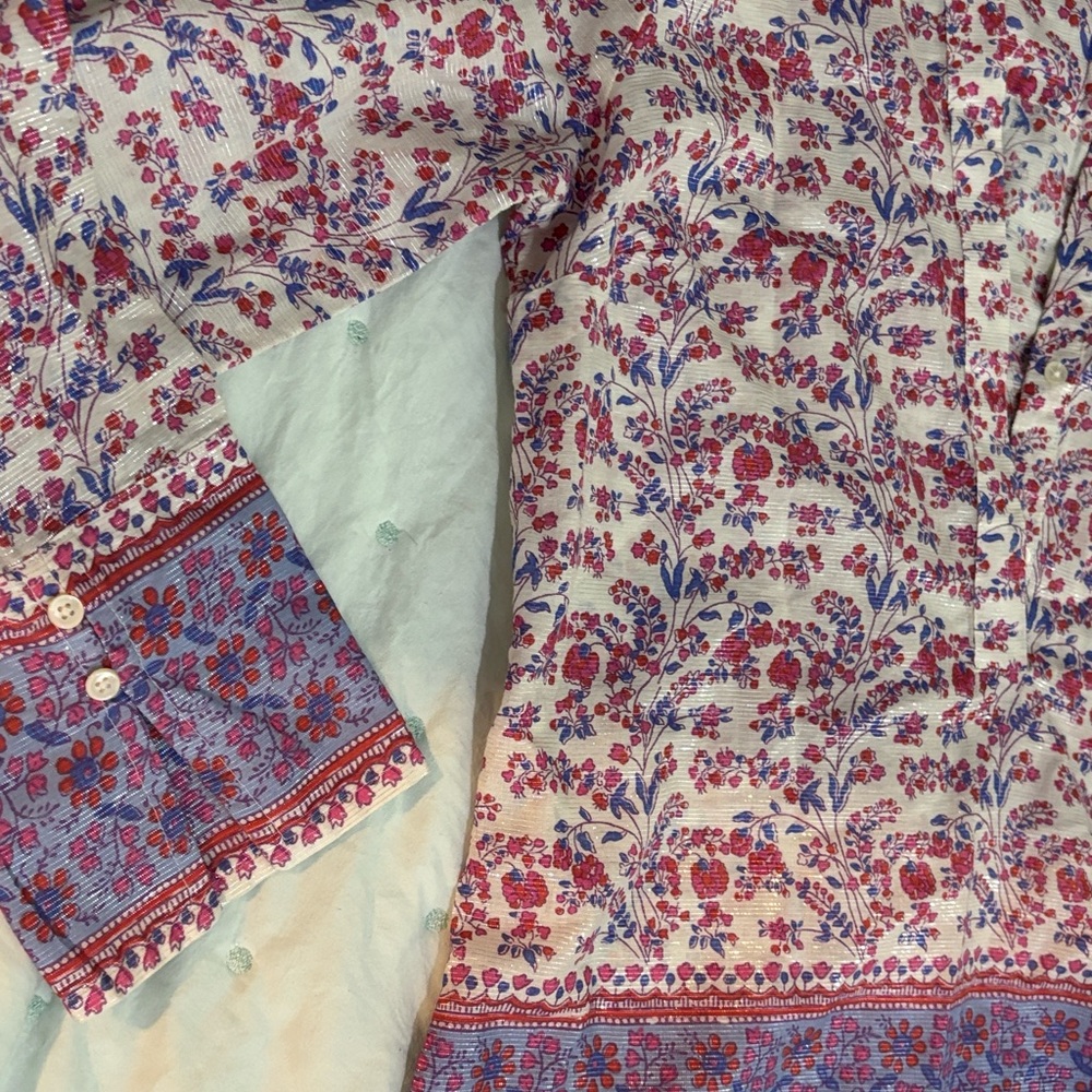 J. Crew Iris Block Print Popover Tunic Boho Blous… - image 6